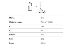 Coltello Orsi trincia y 40x8/148