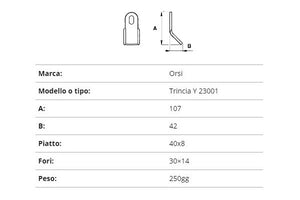 Coltello Orsi trincia y 40x8/107