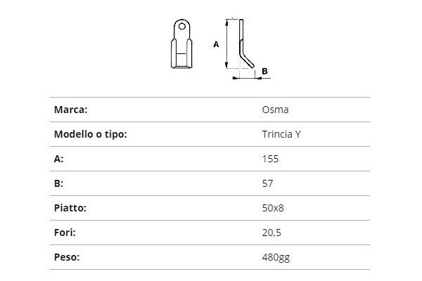 Coltello osma trinciay 50x8/155