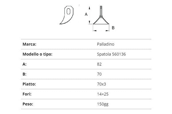 Coltello palladino spatola 70x3