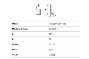 Coltello Perugini y 60x10