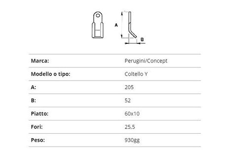 Coltello Perugini y 60x10