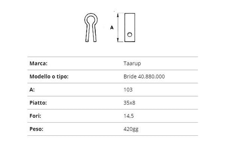 Coltello taarup bride 35x8 40.880
