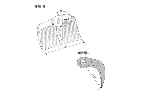 Mazza trinciasarmenti rm6 Berti, faustini, m.e.a.a.t., vigolo - Foro: 18,5