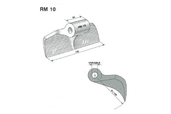 Mazza trinciasarmenti rm10 - foro 16.5