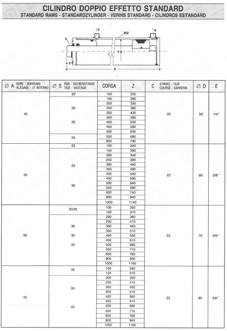 Cilindro standard alesaggio 40-stelo 20 C.250