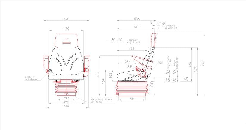 Sedile top molleggio meccanico c/cintura
