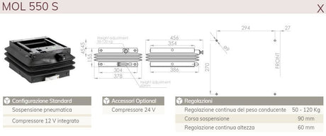Sedile top molleggio pneumatico c/cintura