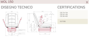 Sedile compact con molleggio meccanico stretto con cintura