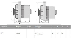 Alternatore tipo cnh 4808517 65 ah c/contagiri