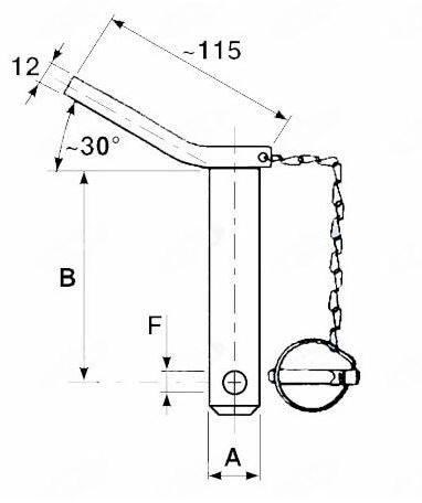 Perno con maniglia catena e spina 22x130