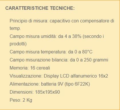 Misuratore di umidita' per cereali