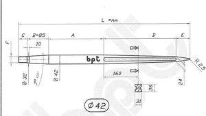 Punta per caricatore rotoballe 1200x42