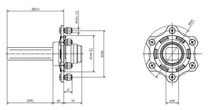 Semiasse quadro 55 mm, 6 fori.