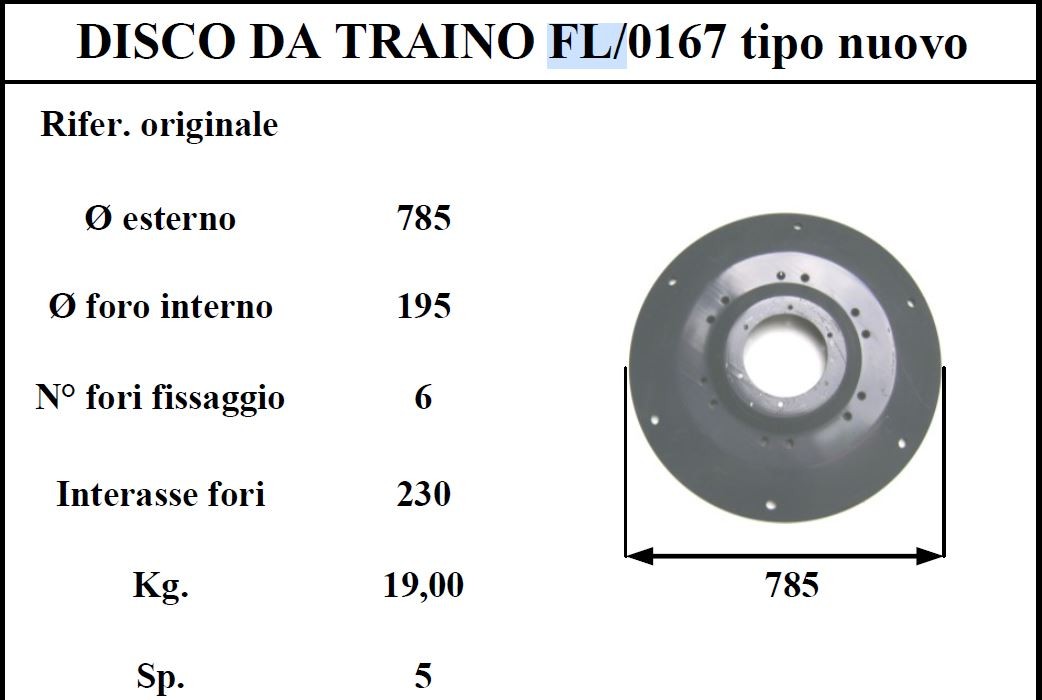 Disco traino fella 167 nt d785