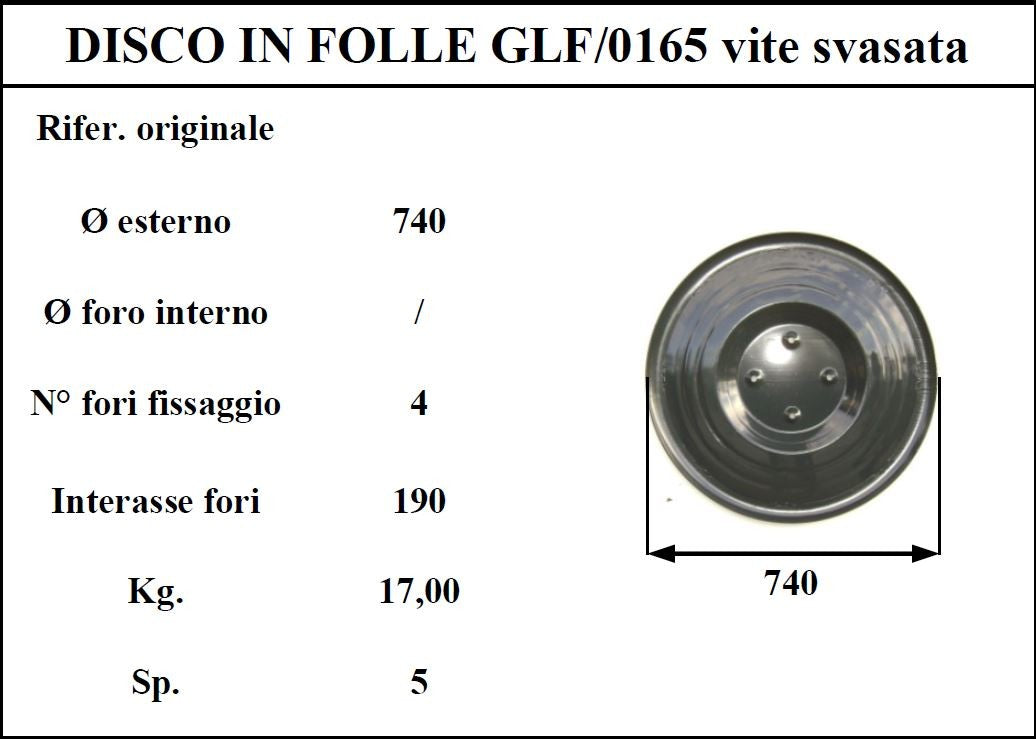 Disco folle galfre' 165 4 fori svasati
