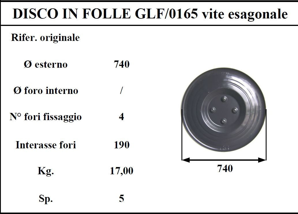 Disco folle galfre' 165 4 fori esagonali