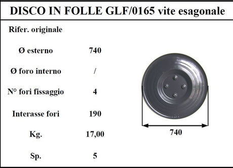 Disco folle galfre' 165 4 fori esagonali