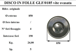 Disco folle galfre' 185 4 fori svasati (tipo vecchio)