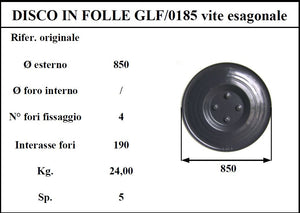 Disco folle galfre' 185 4 fori esagonali (tipo nuovo)