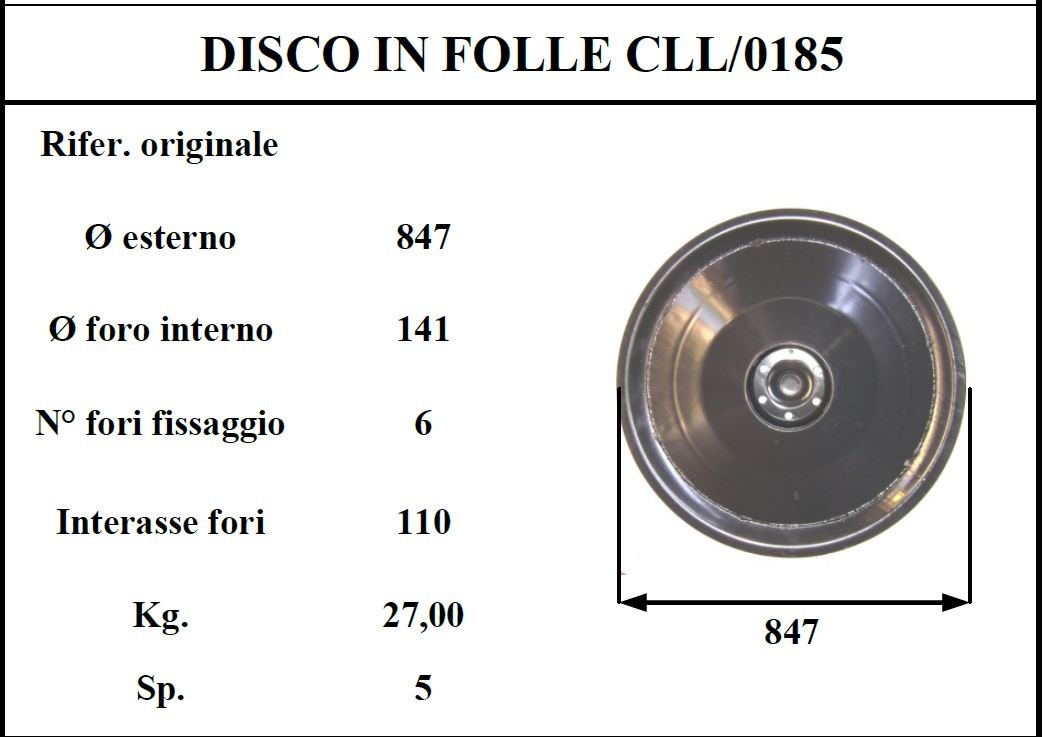 Disco folle claass 185 D.847