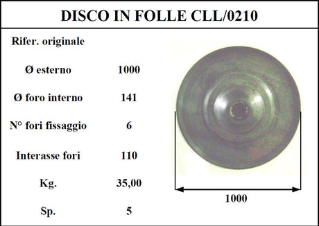 Disco folle claass 210 D.1000