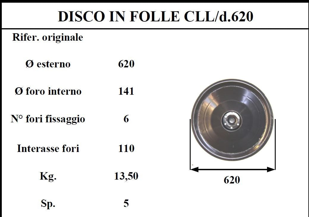 Disco folle claass D.620 6 fori