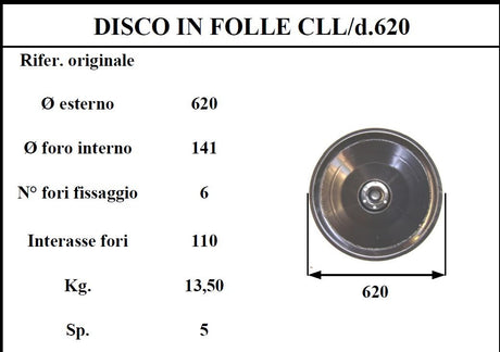 Disco folle claass D.620 6 fori