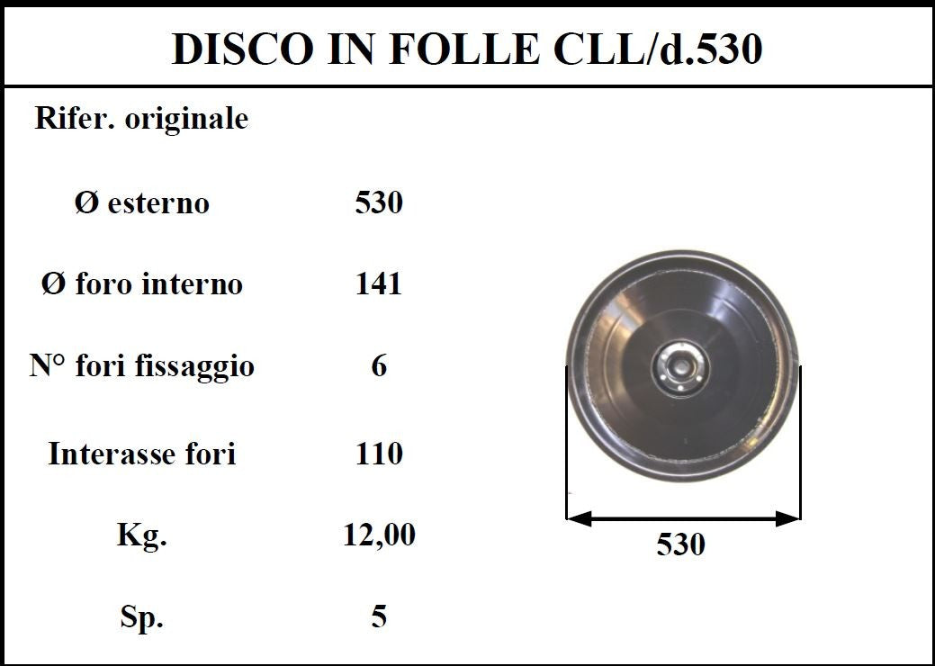 Disco folle claass D.530 6 fori