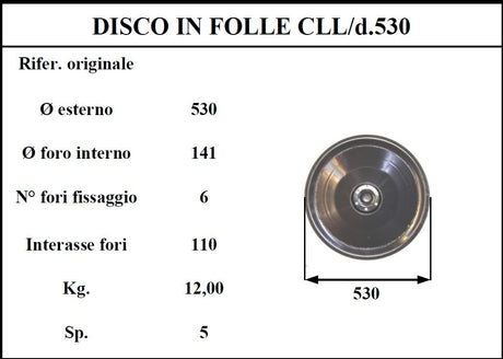 Disco folle claass D.530 6 fori