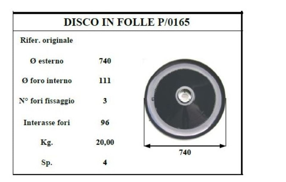 Disco folle p.z 165 con mozzo