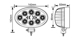 Faro lavoro ovale a 8 LED Movit