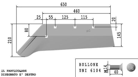 Vomere forato tipo Moro - spalla 46
