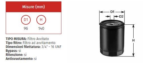 Filtro olio clean do 225/b