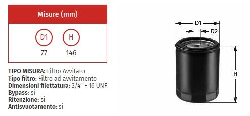 Filtro olio clean do 294
