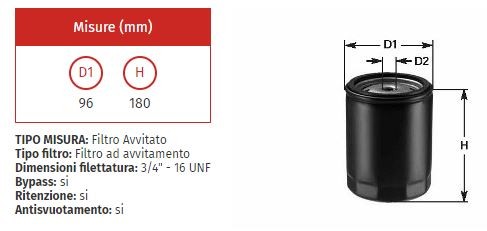 Filtro olio clean do 298