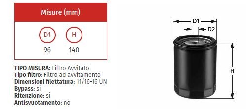 Filtro olio clean do 281