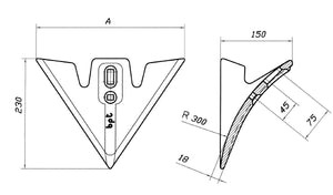 Vomere zampa d'oca 310 mm