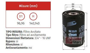 Filtro olio clean do 225/c