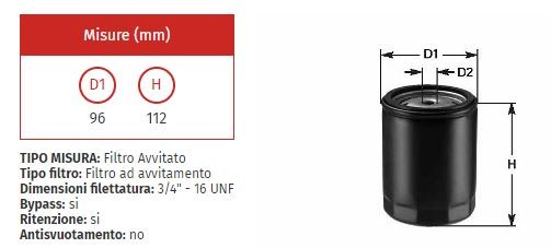 Filtro olio clean do 339