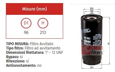 Filtro olio clean do 236