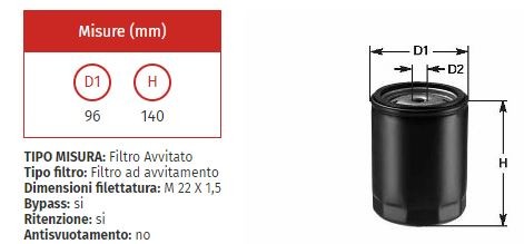 Filtro olio clean do 259