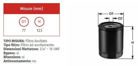 Filtro olio clean do 840