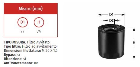 Filtro olio clean do 328