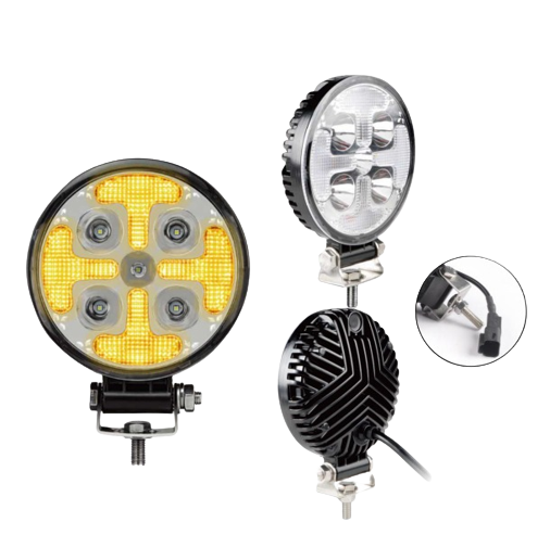 Faro lavoro 5 LED bianchi+ 20 LED ambrati strobo