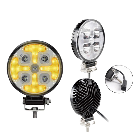 Faro lavoro 5 LED bianchi+ 20 LED ambrati strobo