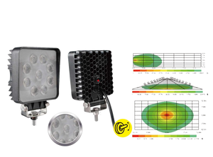 Faro lavoro LED quadro 9 LED c/interruttore