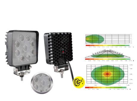 Faro lavoro LED quadro 9 LED c/interruttore