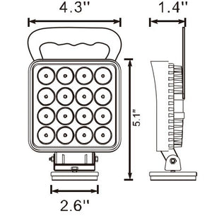 Faro lavoro quadro 16 LED c/maniglia calamitato