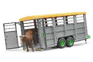 Rimorchio trasporto animali con 1 mucca Bruder